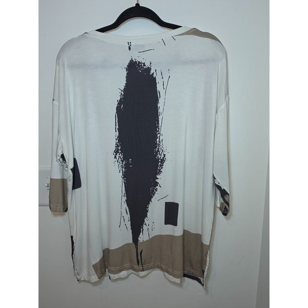 Lemon Grass Bamboo Tee Lagenlook Oversized Tunic Abstract Small NWT - Picture 4 of 8